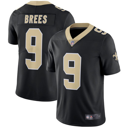 Men New Orleans Saints Limited Black Drew Brees Home Jersey NFL Football #9 Vapor Untouchable Jersey